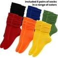 thumbnail image 5 of 6 Pairs Slouch Socks for Woman, Colors Knee High Scrunch Socks for Women Girls Students, Mid-Calf Casual Stockings, 5 of 7