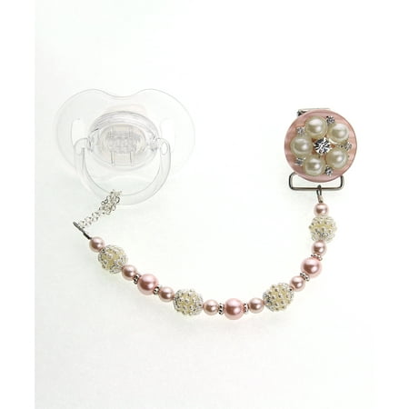Vintage Flower and Pearl Pacifier Clip