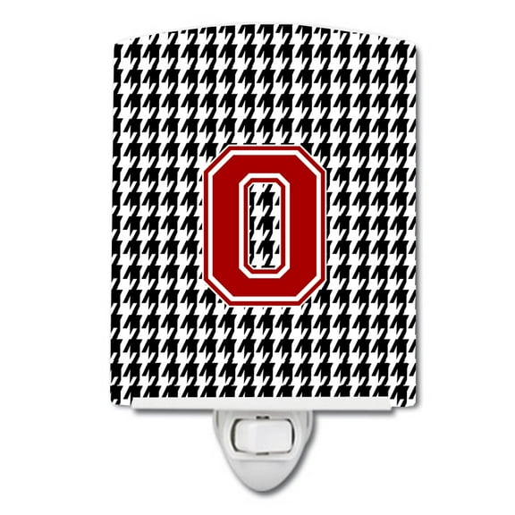Caroline's Treasures CJ1021-OCNL Letter O Monogram - Houndstooth Black Ceramic Night Light, 6x4x3", multicolor