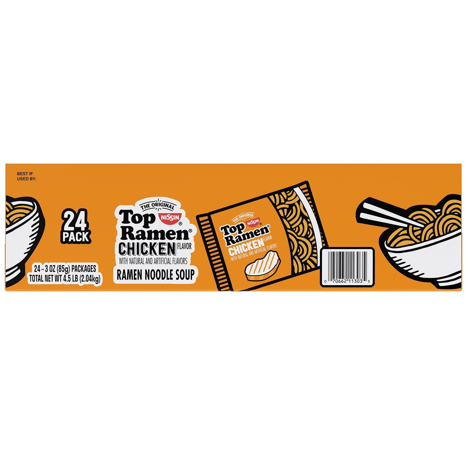 Nissin Top Ramen Chicken Flavor Instant Noodles, 24 pk Pack of 1 with Serving Bowl by OMA