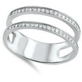 thumbnail image 4 of White Cubic Zirconia Open Bar Ring .925 Sterling Silver Band Jewelry Female Male Unisex Size 5, 4 of 4