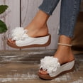thumbnail image 3 of Women's Sandals Womens Wedge Sandals Womens Wedge Sandals 2026 Women Comfortable Low Walking Sandals for Beach Flower Slippers for Women Summer Dressy Flat Open Toe Casual Outdoor Shoes White 9, 3 of 7