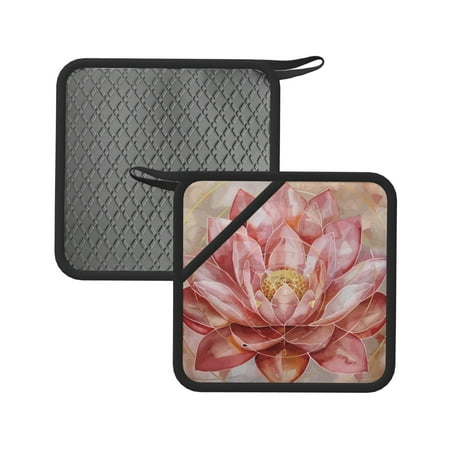

Sikiie Pink Lotus Pot Holders Kitchen Insulation Mats Heat Resistant Pot-Holder Oven Anti-Scald Pads for Cooking Baking 7.1*7.1inch