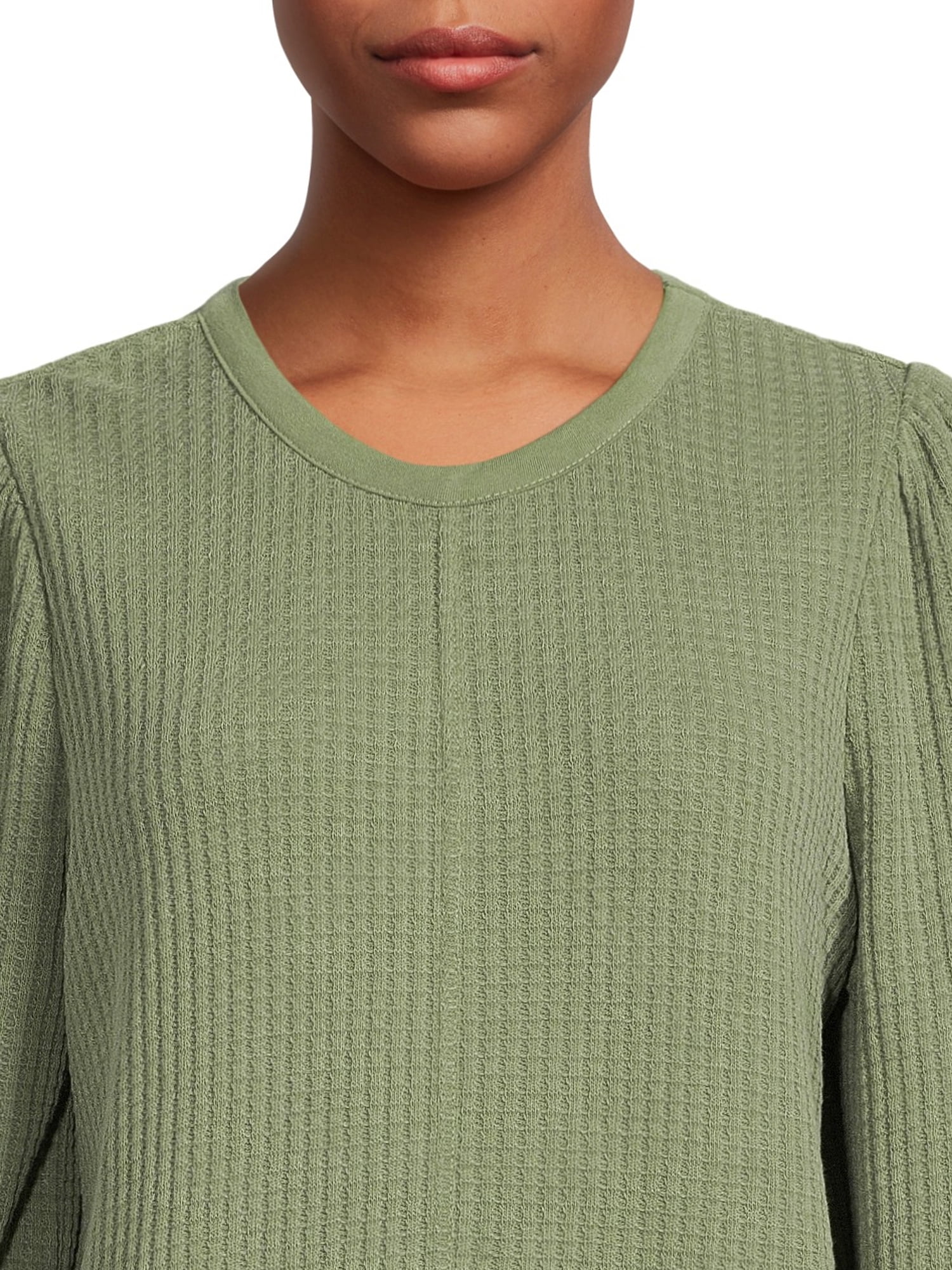 Time and Tru Women's Waffle Pullover Top