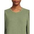 thumbnail image 2 of Time and Tru Women's Waffle Pullover Top, 2 of 5