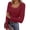 Deep Red, variant on Women's Long Sleeve Shirts Fall Henley Top Soft Ribbed Knit Button Up Slim Fitted T-Shirts Layering Basic Tee Trendy Casual Going Out Fall Outfits Fashion Clothing Black Small