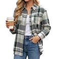 thumbnail image 7 of Enjoytime Plaid Button Down Shirts for Women Flannel Long Sleeve Shackets Fall Fashion Work Business Casual Jacket with Pocket, 7 of 7