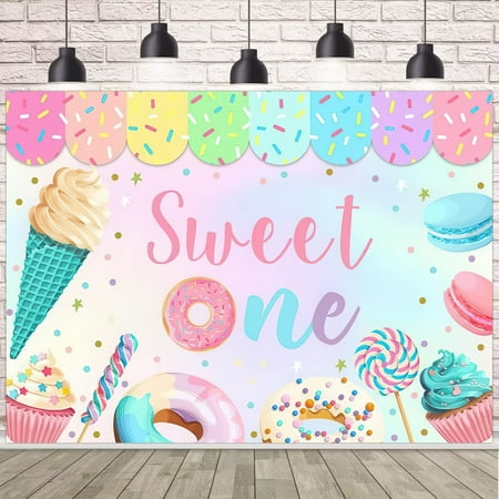 WODJR Sweet One 1st Birthday Backdrop Banner Donut Ice Cream Party Decorations Donut Backdrop Candy Theme Pastel Lollipop Cupcake Photo Background for Girl Boy 1st Birthday Decorations Party Supplies WODJR Sweet One 1st Birthday Backdrop Banner Donut Ice Cream Party Decorations Donut Backdrop Candy Theme Pastel Lollipop Cupcake Photo Background for Girl Boy 1st Birthday Decorations Party Supplies