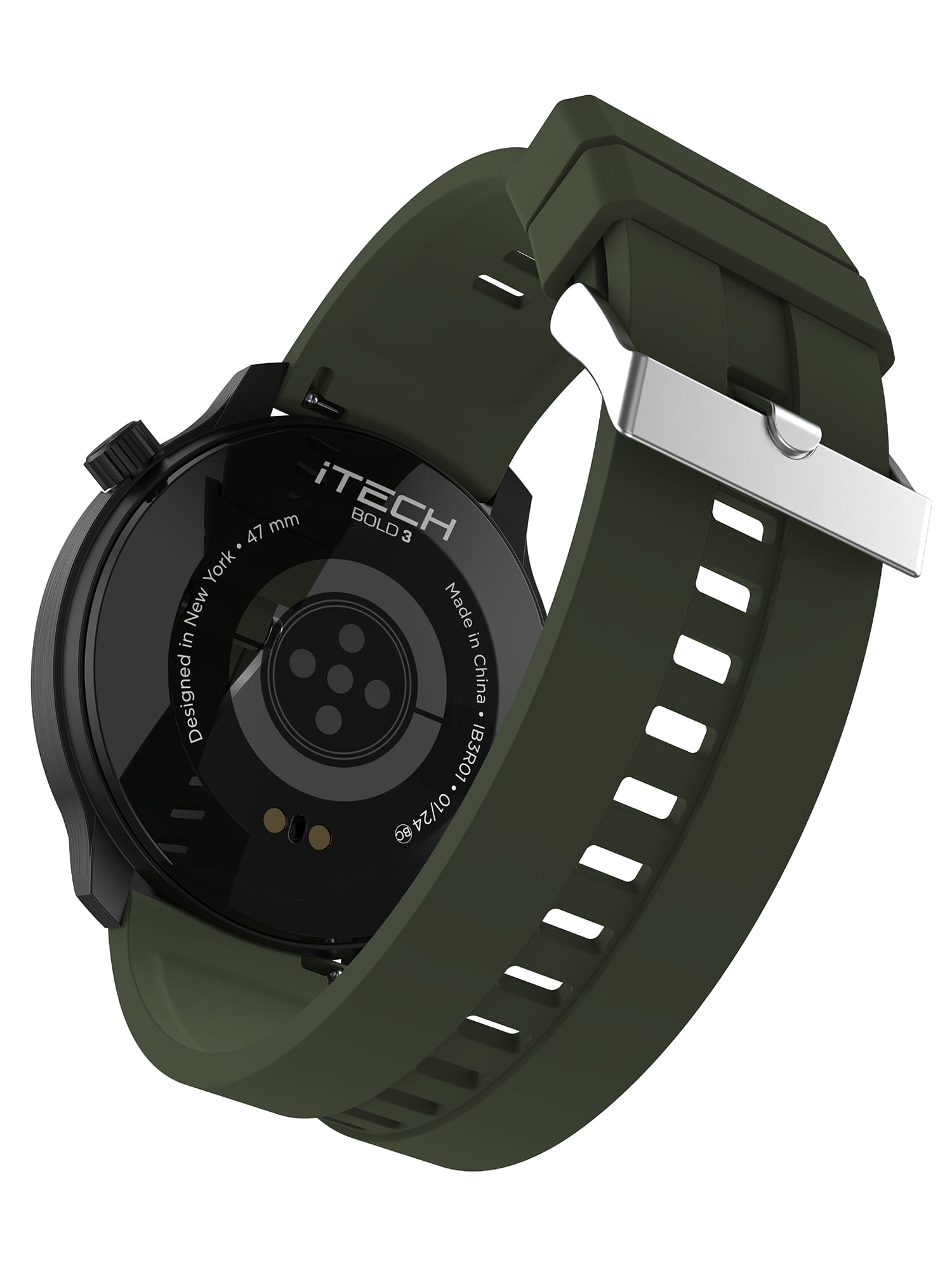 iTech Bold 3 Unisex Adult Smart Watch, Dark Green, Silicone Strap
