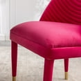 thumbnail image 4 of Velvet Leisure Single Chair with Solid Wood Foot, Upholstered Lounge Vanity Chair with Curved Backrest for Living Room Make-up Studying, Red, 4 of 7