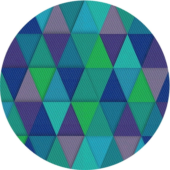 Ahgly Company Indoor Round Patterned Dark Turquoise Green Area Rugs, 3' Round