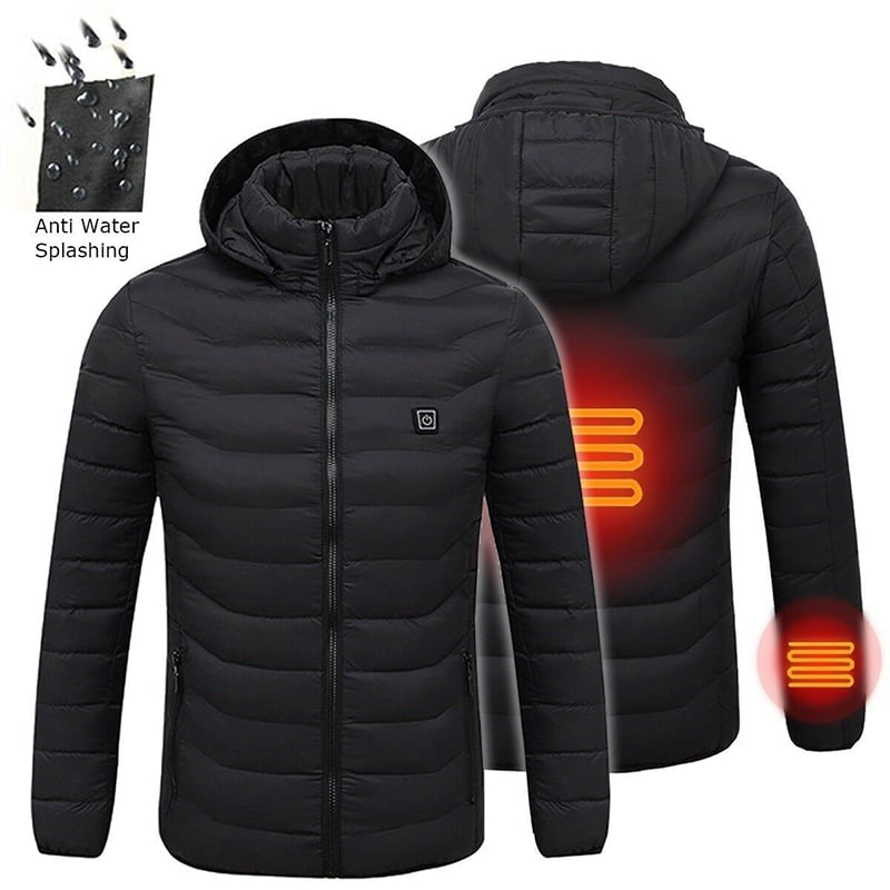 Heated Jacket with Hood Electric Heating Jacket for Men Women Winter Warm Heated Coats Not Includes Powerbank 