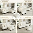 thumbnail image 6 of XH L-Shaped Convertible Sectional Sofa 3 Seater with Corduroy Fabric, Complete with Mobile Footrest, for Living Room, Apartment and Office, 70", Cream, 6 of 14