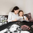 thumbnail image 4 of Castle Fairy Boho Floral Rose Full Size Comforter Sets 3-Piece,Spooky Stacked Skull Bedding Comforter Set,Dusty Rose Blacks,1 Comforter and 2 Pillowcases,Black Reversible, 4 of 6