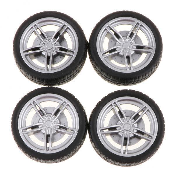 3x Ruedas Delantera Y Trasera de Plástico de 40 Mm con 5 Y Neumáticos de Goma para Coche RC, de 4