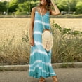 thumbnail image 2 of up to 60% off Gifts Usmixi Womens Dresses Sleeveless V-Neck Striped Print Casual Long Summer Dress Beach Vacation Spaghetti Strap Plus Size Long Dresses Green M Up to 65% off, 2 of 7