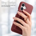 thumbnail image 5 of Y2 For iPhone 16 Case Ring Holder Kickstand Card Slot Leather Phone Back Cover - Date Apricot, 5 of 5