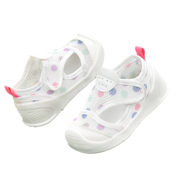 LNMQLPDBS Baby Boy Girl Anti Kick Breathable Wear Sandals Toddler Prewalker First Walking Shoes Closed Toe Colorful Polka Dot Summer Sandals Lightweight Breathable Non-Slip Sneakers Kids Water Shoes