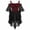 Red, variant on Girls Gothic Vampire Dress with Lace Up Corset and Bell Sleeves, Sheer Chiffon High Low Hem, Spooky Halloween Cosplay