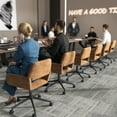 thumbnail image 3 of Homy Casa Ergonomic Task Chair, Faux Suede Office Chair with Adjustable Height, Swivel, and Movable Armrests, Brown, 3 of 11