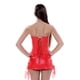 thumbnail image 5 of Traje de corte con abertura en el cuerpo de PU de color sólido con diseño punk y huesos de acero, 5 of 5