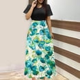 thumbnail image 1 of Puntoco Vestido De Manga Corta Con Cuello Redondo Y Falda Larga Estilo Resort Con Estampado Floral Para Mujer Negro M,Regalos Para Mujer Joven, 1 of 5