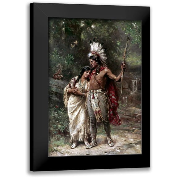 Ferris, Jean Leon Gerome 11x14 Black Modern Framed Museum Art Print Titled - Hiawathas Wedding Journey - Longfellow