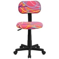 thumbnail image 4 of Chaise de bureau pivotante rose à imprimé tourbillon multicolore, 4 of 4