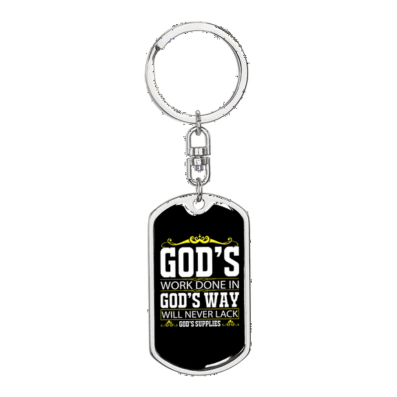 God'S Way Stainless Steel or 18k Gold Premium Swivel Dog Tag Keychain