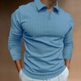 thumbnail image 2 of Men's Shirts Casual Lapel Vertical Strip Shirts Men Slim Sports Pullover Long Sleeve Blouses Pullover Top, 2 of 6