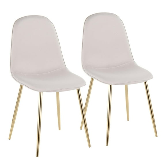 Silver Orchid Stone Gold Dining Chair - Set of 2 Beige Fabric Polyester