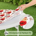 thumbnail image 5 of White Chicken Red Chicken Pattern Round Fitted Tablecloth with Elastic Edge,Dining Table Cover Waterproof,Outdoor Round Tablecloth for Camping,Dining,Indoor and Outdoor, 5 of 7