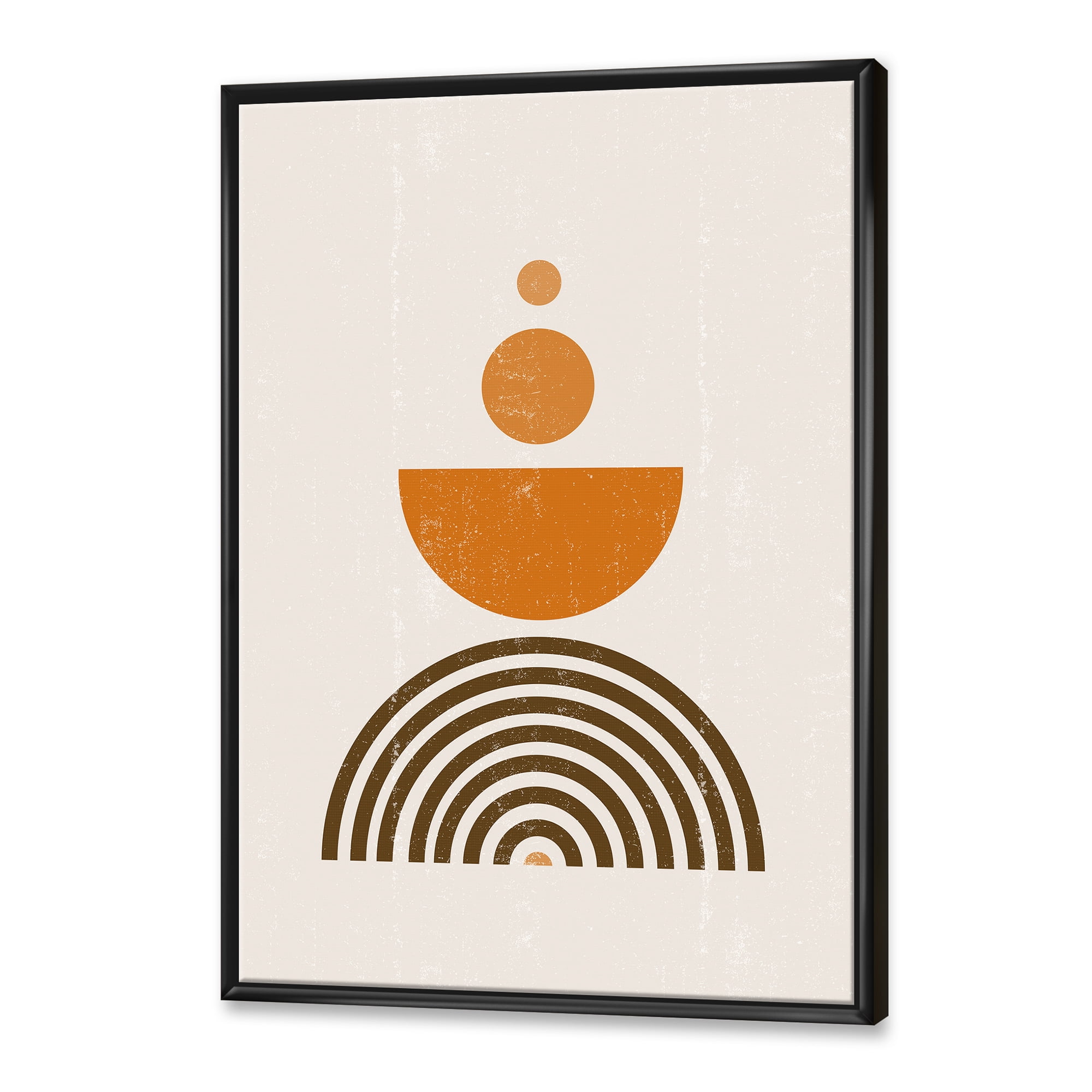 Designart 'Abstract Rainbow Moon and Sun In Earth Tones V' Modern Framed Canvas Wall Art Print