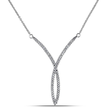 Miabella 1/5 Carat T.W. Diamond 10kt White Gold Bypass Fashion Necklace, 19