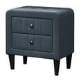 thumbnail image 2 of Rheo Nightstand, 2 Drawers, 22 Inch Upholstered in Charcoal Gray Linen, 2 of 6