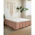 thumbnail image 2 of Burnt Orange Stripe Wrap Around Bed Skirts for King Bed 16" Drop,Bed Skirt with Adjustable Elastic Belt Dust Ruffle Bed Valance for Bedroom Hotel Luxury Farmhouse Striped Abstract Art Bed Frame Cover, 2 of 7