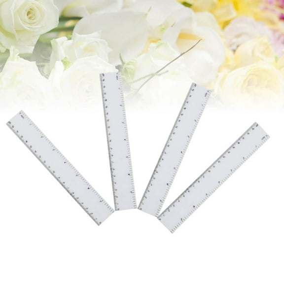 Worgeous 4pcs 8 inches Plastic Ruler Straight Ruler Plastic Measuring Tool Strong Hard Mathematical Geometry Tool (White)