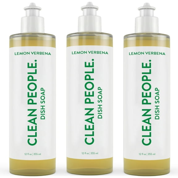 THE CLEAN PEOPLE Liquid Dish Soap - Clean, Simple Ingredients - Extra Scrubbing Power (Lemon Verbena Scent) 12 fl. oz (3 Pack)