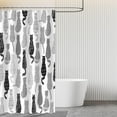 thumbnail image 4 of Funny Cat Shower Curtain Line Art Black Cute Animals Theme Cool Shower Curtains for Bathroom Black White and Grey Decor Set with 12 Hooks 72x72 Inches, 4 of 6