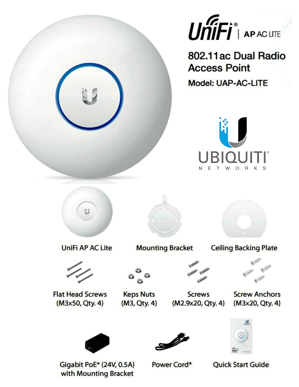Ubiquiti UAP-AC-LITE AP LITE 802.11ac Gigabit Dual-Radio PoE - Walmart.com
