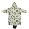 thumbnail image 2 of Oversized Wearable Blanket Hoodie,Beige Buffalo Skull Cactus Succulent Pattern Sherpa Blanket Hoodie with Super Pockets,Super Warm Fuzzy Pullover for Women & Men, 2 of 6