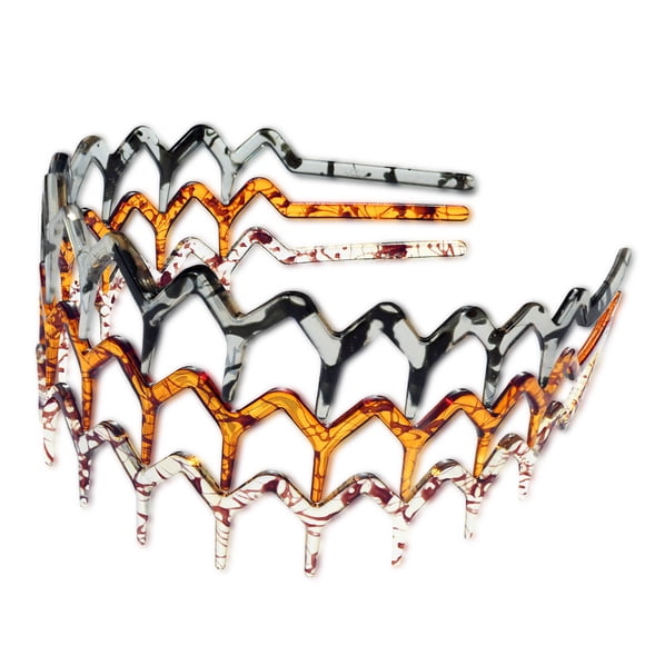 3PCS Zig Zag Plastic Tooth Hair Comb Headband for Women Men, 90s Zigzag Headband