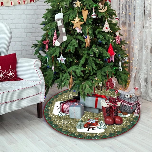 Falda para árbol de Navidad de 90 Cm, Base para árbol de Navidad, Redonda, Regalo de Navidad, Decoración para árbol de Navidad para El Hogar Y La Ofic Estilo C