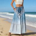 thumbnail image 5 of LWavelet Women Tribal Print Tiered Maxi Skirt Elastic Waist With Pockets Boho Long Skirt Sky Blue XL, 5 of 6