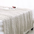 thumbnail image 4 of PiccoCasa Cotton Cable Knit Bed Blanket for Bedding Beige 70 x 78 inch, 4 of 6