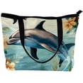 thumbnail image 2 of Dolphin Canvas Leather Mix Tote Bag - Twill Sponge Jeanette Hand-held Shoulder Bag 30x10.5x39cm/11.8x4.1x15.4in, 2 of 5