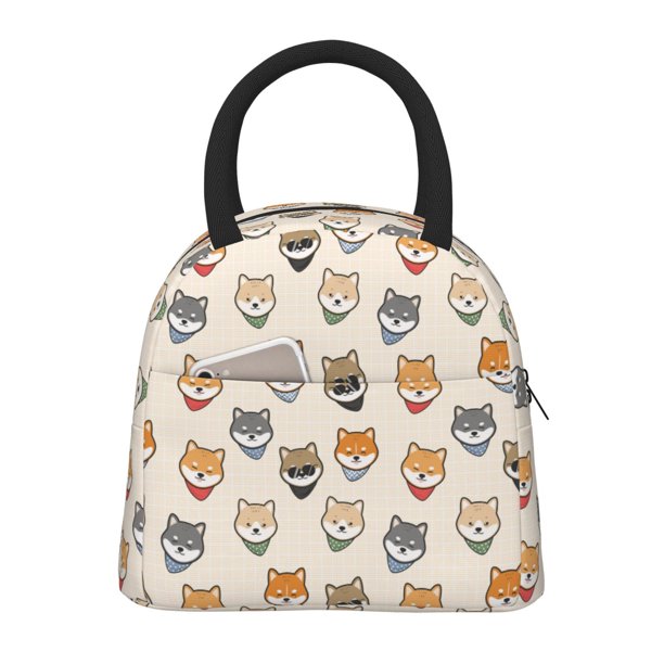 Balery Shiba Head Face Bolsa de Almuerzo para Mujeres, Caja de Almuerzo, Bolsa de Almuerzo Pequeña Impermeable, Tote de Almuerzo Reutilizable con Gran Capacidad