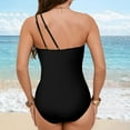 thumbnail image 7 of Linfrsh Womens One Piece Swimsuits One Shoulder Bathing Suits Tummy Control Modest Full Coverage Key Hole Beach Vacation Clothes Swimwear Black,2XL, 7 of 7