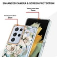 thumbnail image 4 of Allytech Galaxy S21 Ultra Case, Flower Series Clear Crystal Rubber TPU Back Cover Anti-yellow Shockproof Heavy Duty Protection Antis-scratch Case Cover for Samsung Galaxy S21 Ultra, White Flower, 4 of 5