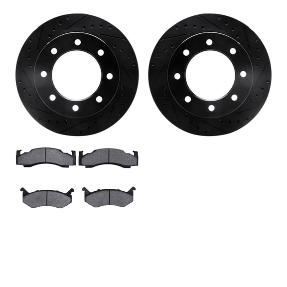 Dynamic Friction Company Front Brake Rotors-Drilled and Slotted-Black with 5000 Advanced Brake Pads 8502-40001